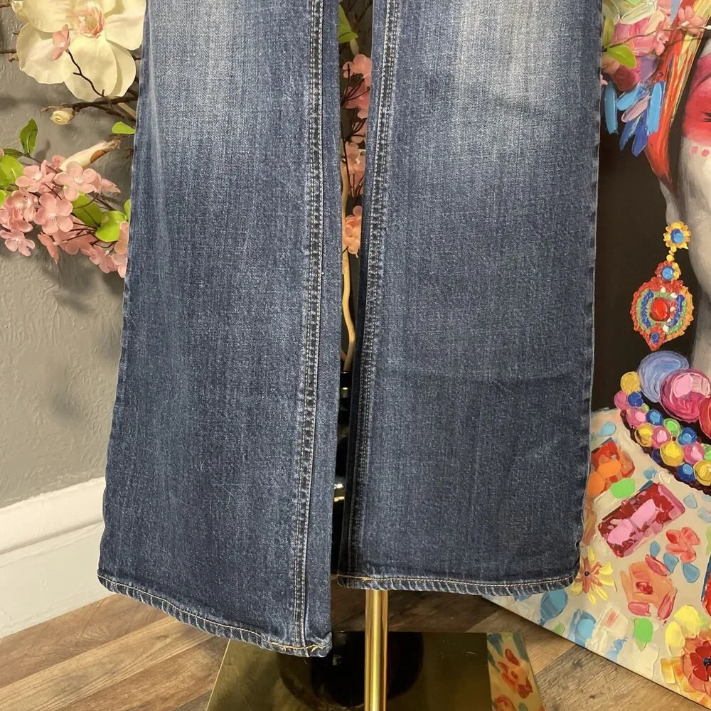 Express Bootcut Jeans Womens 12 Blue Y2K Embroidered Denim Western Low Rise